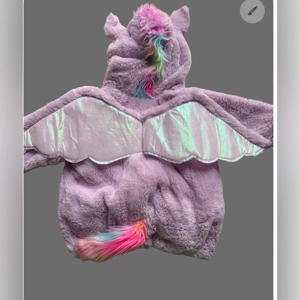 New- Toddler whimsical Rainbow Fleece   Unicorn Hooded Coat - Sweater Pullover